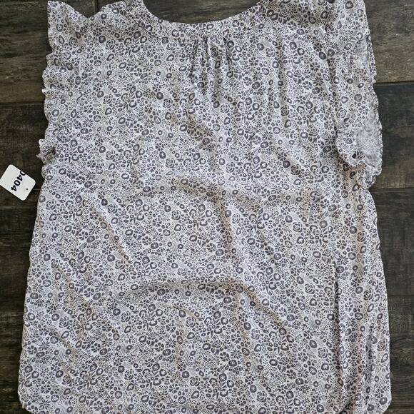 #404 Anne Carson Black and White Patterned Blouse Medium - Picture 2 of 3